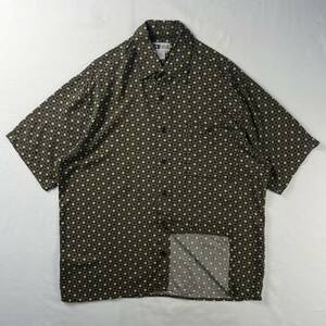US Vintage 90s UNTIED レーヨン100% エスニック 民族 幾何学模様 ブロック 総柄 デザインシャツ