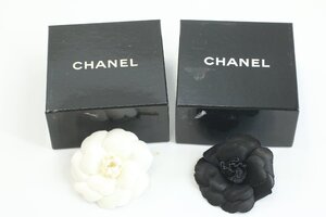 【2点】CHANEL シャネル カメリア ブローチ コサージュ 白 ホワイト 黒 ブラック レディース アクセサリー 3859-A