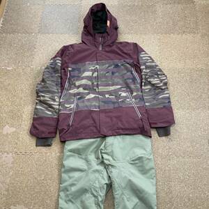 【美品】デサント DESCENTE スキーウェア 上下 スキー スノボジャケット パンツ スノボ スノーボード L&Mメンズ エンジ×迷彩×カーキ