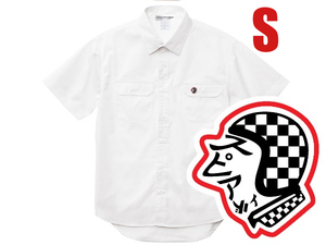 WORK SHIRT S/S SPEED ADDICT TRADE MARK WHITE S/半袖シャツワークシャツアロハシャツハワイアンシャツロカビリーシャツボーリングシャツ