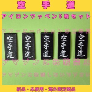 空手道 アイロンワッペン 5枚セット ワッペン アップリケ ベストキッド 極真空手 極真会館 芦原空手 芦原会館 黒帯 道着 護身術 剛柔流空手