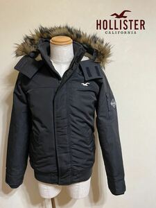 【美品】 HOLLISTER ホリスター ALL WEATHER COLLECTION 中わた 防寒 ジャケット フーディ 裏起毛 サイズM 長袖 黒 180/96A 