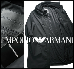 新品124,300円【EMPORIO ARMANIアルマーニ】洗練された佇まい/ハリのある光沢ウール調高密度オーバーフードコート44/XS-S-M-L相当/F