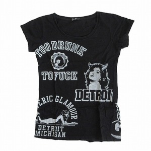 HYSTERIC GLAMOUR ヒステリックグラマー 0194CL20 歴代ガールデザイン 半袖 Tシャツ Uネック トップス ブラック レディース