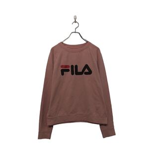 FILA ロゴ スウェット トレーナー レディース XL~ フィラ ピンク ラグラン 古着卸 アメリカ仕入 a604-6265