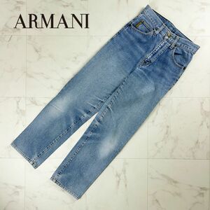 美品 ARMANI JEANS アルマーニジーンズ ストーンウォッシュストレートデニムパンツ ボトムス レディース ライトブルー サイズ28*NC989