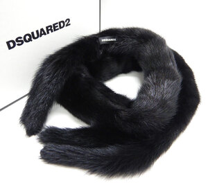 極美品 DSQUARED2 ディースクエアード ミンクティペット FB3368 黒 ブラック 箱付き