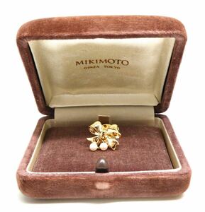 1円〜!MIKIMOTO(ミキモト)箱付き!!テリ良し!!★K18 アコヤ本真珠ピンブローチ★N 約4.4g broach jewelry ジュエリー EB5/ED7 M35