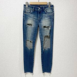 HYSTERIC GLAMOUR ダメージ加工 デニムパンツ スキニー レディース XXSサイズ ヒステリックグラマー スリム ジーンズ archive 4090216