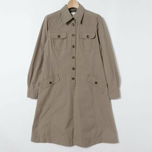 【1円スタート】Max Mara WEEKEND マックスマーラウィークエンド シャツワンピース ブラウンチェック 長袖 36 綿 ナイロン 被り カジュアル