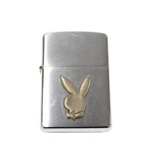 1円スタート Zippo ジッポー オイルライター PLAYBOY プレイボーイ シルバー 銀色 03 BRADFORD made in USA 喫煙グッズ 火花〇 着火未確認