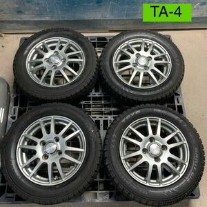 TA-4 激安 ホイール 13インチ 4.00B 42 PCD100 4穴 スタッドレス Toyo 155 65R13 18年製 ムーヴ アルト ミラジーノ ek 4本セット 現状品