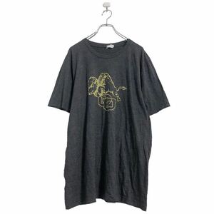 CANVAS 半袖 プリント Tシャツ XL ダークグレー キャンバス バッファロー バックプリント 古着卸 アメリカ仕入 a506-6917