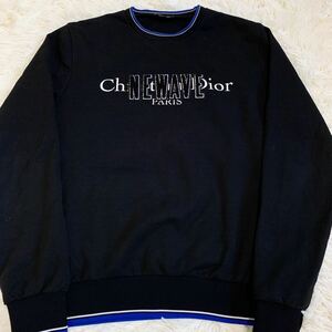 極美品 クリスチャンディオール 【大人気デザイン】 Dior Homme スウェット トレーナー トップス NEWWAVE ビックロゴ 刺繍 メンズ サイズS