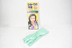 未使用 ショーワの手袋 ビニライト グリーン Mサイズ バラ柄 ラメ入り [ばら][薔薇][家庭用][ビニール手袋][ゴム手袋][レトロ]