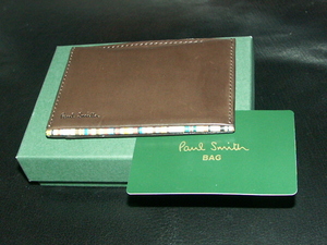 051-②　新品本物即決　ポールスミス　Paul Smith　牛革　マルチエッジ　定期入れ　パスケース　カードケース　薄型　免許証入れ　箱付き