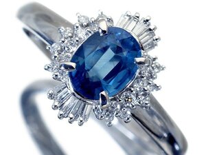 【ジュエリー極】 爽やかブルー！良質天然通常加熱ブルーサファイア1.37ct＆ダイヤモンド0.28ct 高級Pt900リング k7859oglm【送料無料】