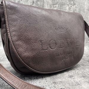 極美品　LOEWE ロエベ ヘリテージ レザー ショルダーバッグ 斜め掛け　オールレザー デカロゴ　ブラウン　ユニセックス レディース