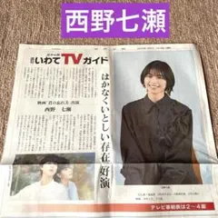 週刊いわてTVガイド 2025年1月18日号 西野七瀬　新聞記事　岩手日報