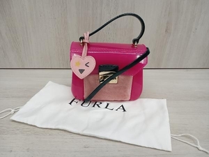 FURLA フルラ キャンディ バッグ ショルダーバッグ 2way ビニール フェイクファー ピンク ダークグリーン