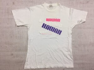 80s Caribbean Dream サーフ ハワイ HAWAII ホノルル HONOLULU WAIKIKI 発泡プリント スーベニア 半袖Tシャツ メンズ L 白