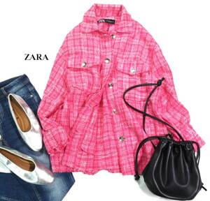 未使用 ザラ ZARA 大人素敵スタイル☆キレイ色 ツイード ジャケット XS