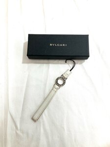 【中古品】(箱付き)　ブルガリ　BVLGARI　アクセサリー　キーホルダー　レザー　革　小物　ホワイト【送料別】HB0032