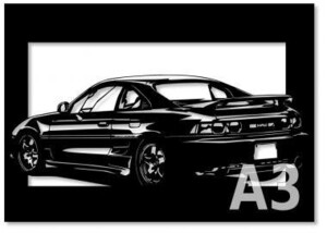 トヨタ(TOYOTA) MR2 SW20の切り絵　【A3サイズ】[C3-121]