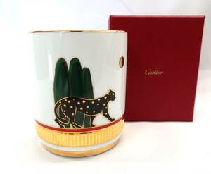 【極上品】【希少品】Cartier カルティエ カルティエ ペンホルダー ペン立て パンテール 磁器 