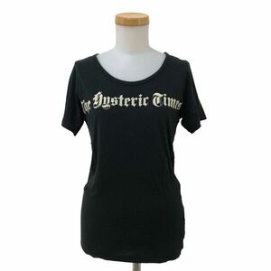 m522-30 HYSTERIC GLAMOUR ヒステリックグラマー ヒスガール プリント 半袖 Tシャツ カットソー トップス ブラック レディース F 日本製