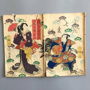 『金花七変化　六編　上下揃い』 鶴亭秀賀　歌川国貞　木版画表紙　江戸時代　豊国　　和本 古文書 絵本 草双紙 猫 化け猫 妖怪 幽霊 怪奇