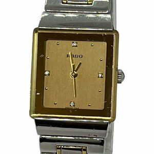 USED RADO ラドー レディース 腕時計 205.3622.4 クォーツ 3針アナログ ゴールド文字盤 ステンレススチール スクエア 電池交換済み 稼働品