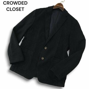 CROWDED CLOSET メンズビギ 秋冬★ チェック ニット アンコン テーラード ジャケット Sz.1 メンズ ネイビー　A4T11805_B#N