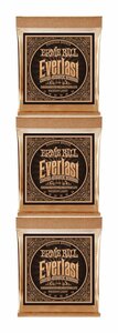 即決◆新品◆送料無料ERNIE BALL 2546 ×3 [12-54] Everlast Medium Light Coated Phosphor Bronze アコースティックギター弦/メール便