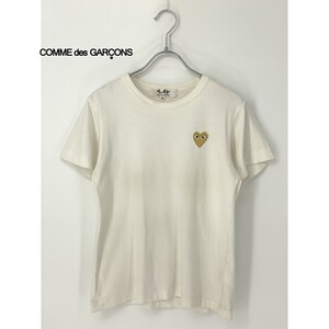 A9725/ AD2015 春夏 COMME des GARCONS コムデギャルソン コットン クルーネック ハート ワッペン 半袖 Tシャツ カットソーM 白 レディース