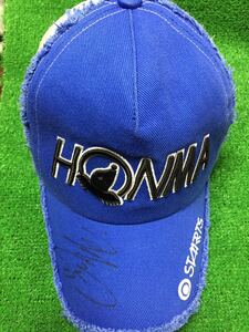 男子プロゴルフ 高山忠洋プロ’18実使用 HONMA STAARRTS Benry 25直筆サイン入りキャップ ブルー