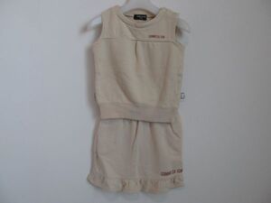 (58321)COMME CA ISM　コムサイズム　キッズ　女の子　スウェット　セットアップ　ベージュ系　100㎝　上下セット　USED