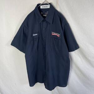 unifirst 半袖ワークシャツ　古着　16.5サイズ　ネイビー　WORKWEAR