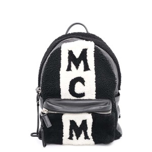 エムシーエム リュックサック ロゴ ムートン レザー MCM バックパック 白 黒 【安心保証】