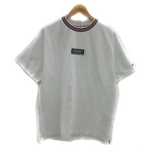 トミー TOMMY ジーンズ JEANS Tシャツ カットソー 半袖 ラウンドネック ロゴ刺? 鹿の子 M マルチカラー 白 ホワイト /YS25 メンズ