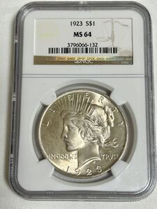 1923年 アメリカ ピースダラー 銀貨 NGC MS64 アンティークコイン 自由の女神 シルバー