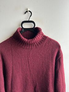 【美品】BEAMS HEART ニット セーター メンズ M タートルネック ボルドー アルパカ混 ビームス ハート 