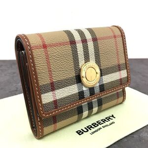 送料込み！ 未使用品 BURBERRY 三つ折り財布 バーバリーチェック コンパクトウォレット 366