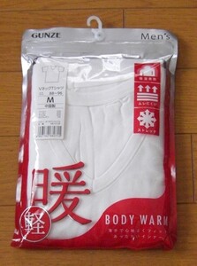 ★新品　グンゼ　VネックＴシャツ　Mサイズ　オフホワイト　薄手　吸湿発熱　ストレッチ　BODY WARM　アンダーシャツ　