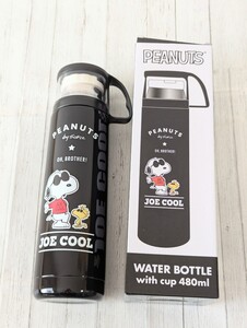 スヌーピー コップ付き ステンレス 水筒 480ml ブラック かわいい 