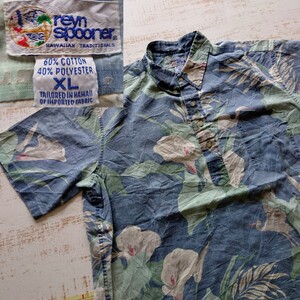 R39 アロハ シャツ reyn spooner XL レインスプーナー 半袖 アメリカ 古着 ハワイ製 made in hawaii ハワイアン ボタニカル ビンテージ 激