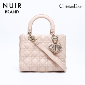 極美品 クリスチャンディオール Christian Dior レディディオール 2way レザー ハンドバッグ ピンク WS7865