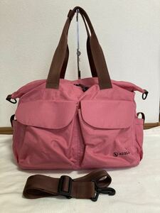 【美品】次回値上げ AIGLE エーグル 2wayボストンバッグ ピンク お洒落 収納多数 旅行やスポーツに 激安！