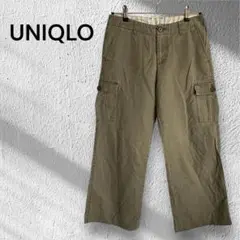 a596　UNIQLO　ユニクロ　ワイドパンツ　コットン100％　ウエスト76