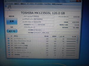 使用時間401時間 Toshiba 120GB 1.8inch SATA MK1235GSL HDD1J05